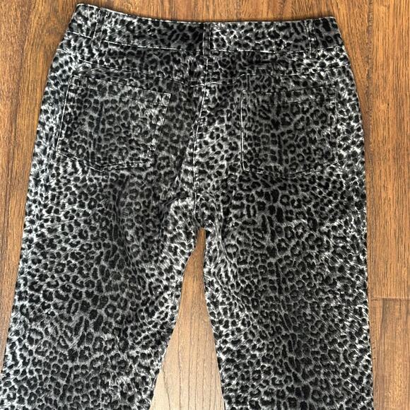 J. McLaughlin Velvet Animal Print Black Gray Sz 4 Straight Leg Stretch Pants - Picture 5 of 7